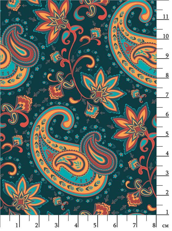 Ткань для пэчворка Сказочный Восток, 146 г/м², 50х55 см, 100% хлопок, цвет: темно-бирюзовый, принт, Peppy — картинка 2