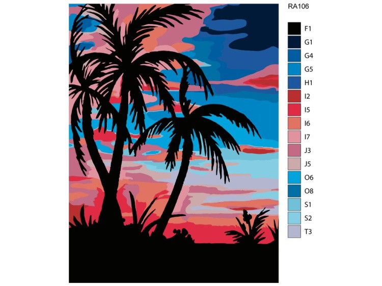 Картина по номерам «Закат в тропиках» — картинка 2