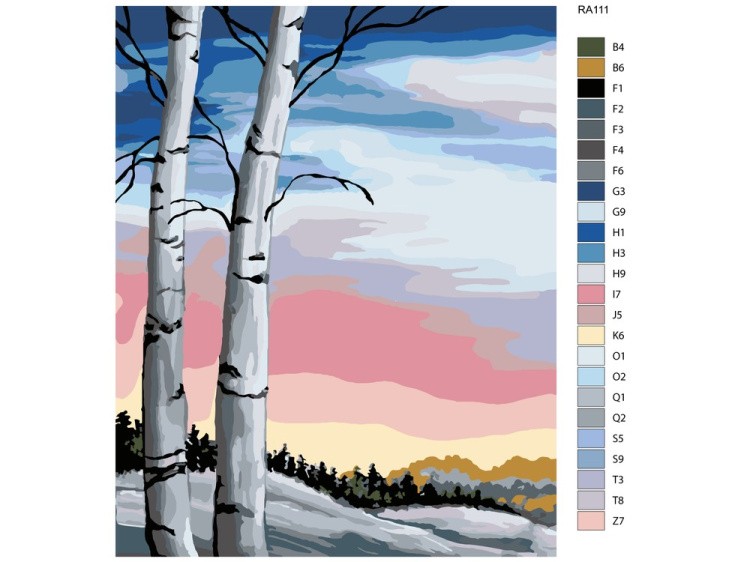 Картина по номерам «Зимние березки» — картинка 2