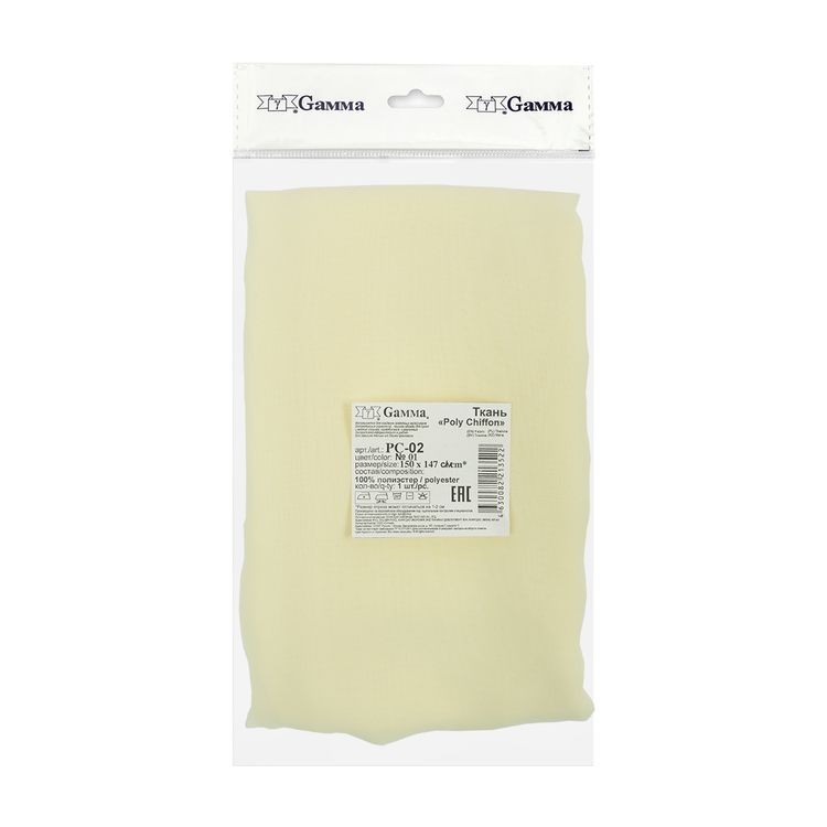 Ткань блузочная Poly Chiffon, 84 г/м2, 1,5 м х 147 см, цвет: светло-кремовый, Gamma — картинка 2