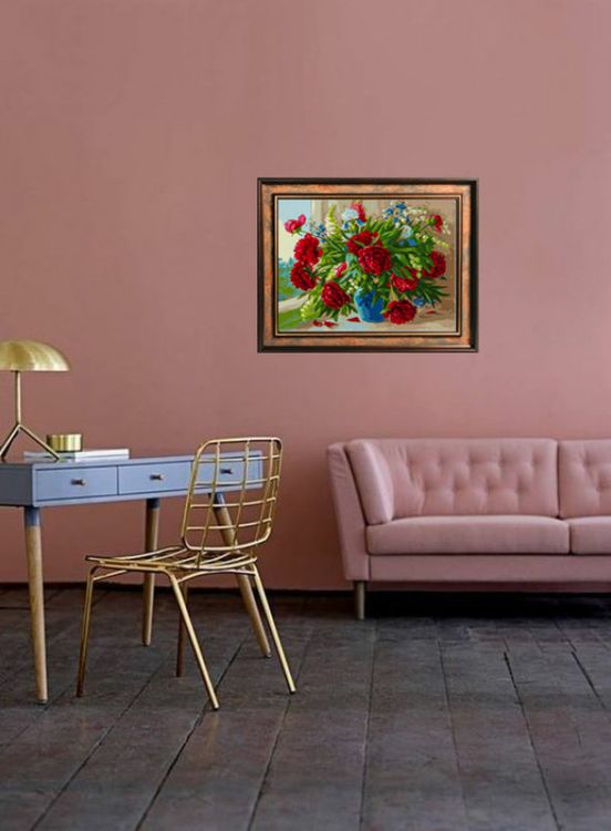 Картина по номерам «Красные пионы» — картинка 6