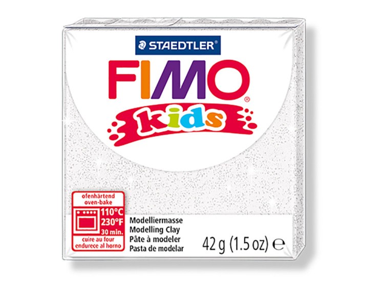 Полимерная глина FIMO Kids, цвет: блестящий белый, 42 г