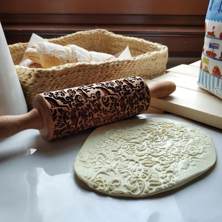 Деревянная скалка с узором «Кошечки», Березка — картинка 2