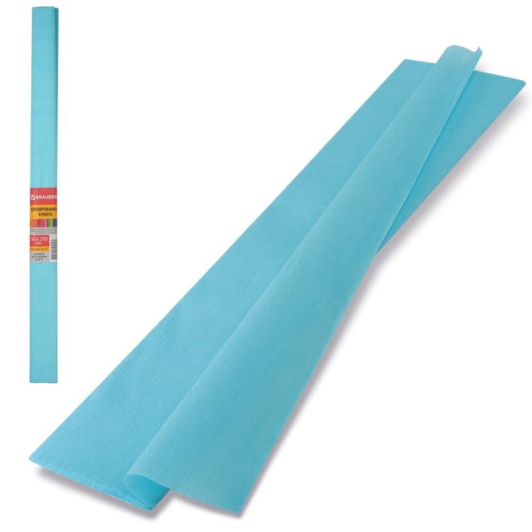 Бумага гофрированная (креповая) плотная, 32 г/м2, голубая, 50х250 см, Brauberg