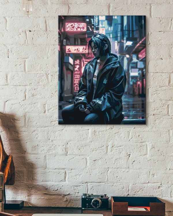 Картина по номерам «Милая девушка в киберпанк будущем» — картинка 3