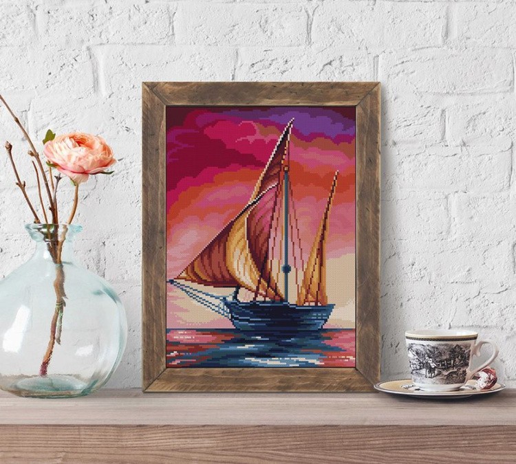 Алмазная вышивка «Розовый закат» — картинка 2