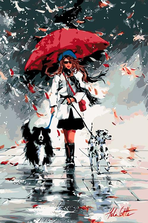 Картина по номерам «Прогулка под дождем»