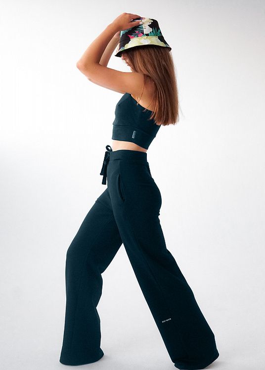 Ткань трикотаж Футер 2х нитка, петля, с лайкрой, 6 м, ширина 180 см, 230 г/м2, пенье, цвет: темный петроль, TBY — картинка 4