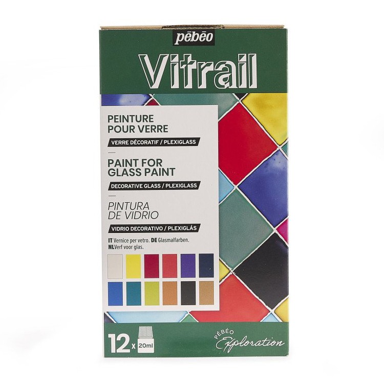 Набор красок Pebeo Vitrail «Исследование» по стеклу и металлу, 12 цв. — картинка 3
