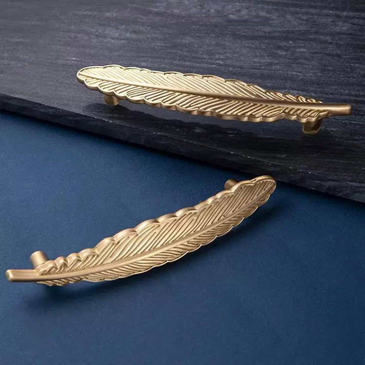 Ручки для подноса в форме листика латунные, 13 см, 2 шт. — картинка 2