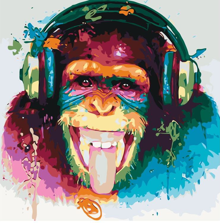 Картина по номерам «Шимпанзе-меломан»