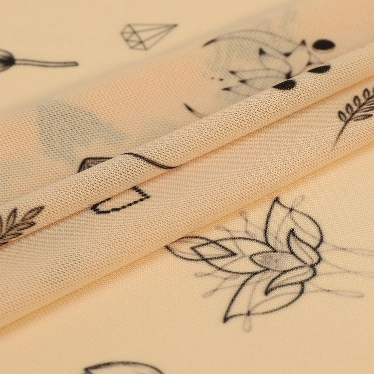 Сетка стрейч с принтом тату «Символы», 3 м x 150 см, 90 г/м², цвет: светло-бежевый, принт, TBY — картинка 2