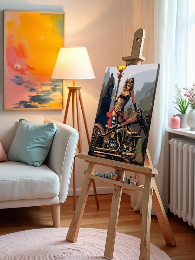 Картина по номерам «Девушка с байком» — картинка 9