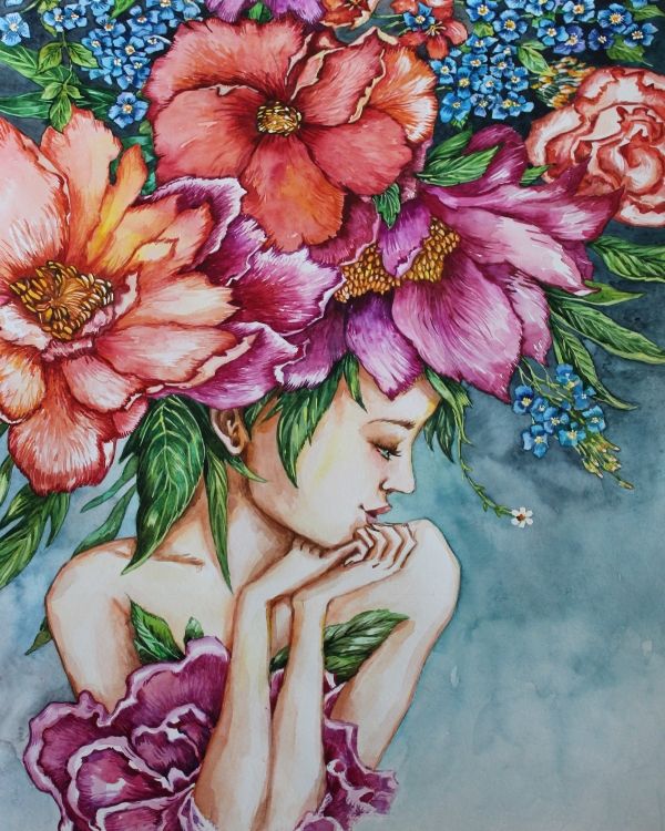Картина по номерам «Девушка-цветок»