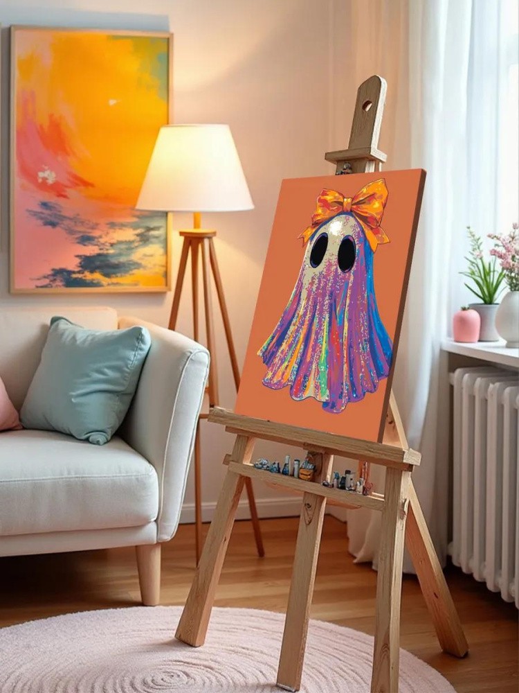 Картина по номерам «Ужасы: привидение с бантом и в блестках» — картинка 10