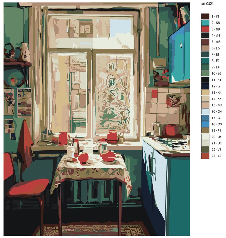 Картина по номерам Дома панельки родные эстетичная кухня — картинка 2