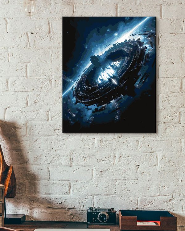 Картина по номерам «Космическая станция на орбите планеты» — картинка 3