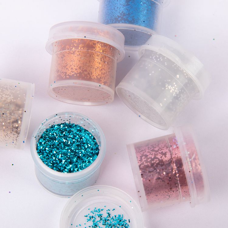 Набор блёсток (глиттеров) №2, 6 цв. по 18 мл, Аква-колор — картинка 3