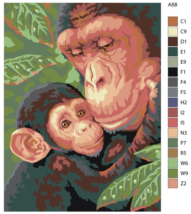 Картина по номерам «Семейство обезьян» — картинка 2