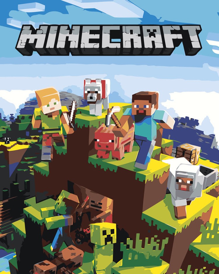 Картина по номерам «Игра Майнкрафт Minecraft: мобы и герои»