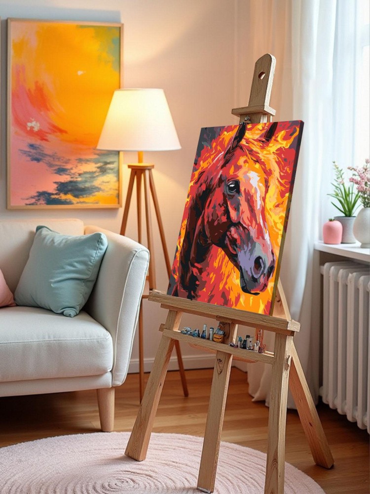 Картина по номерам Красная огненная лошадь Символ года — картинка 10