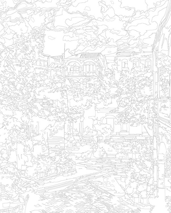 Картина по номерам «Армения: зеленый дворик в Ереване 40x50» — картинка 3