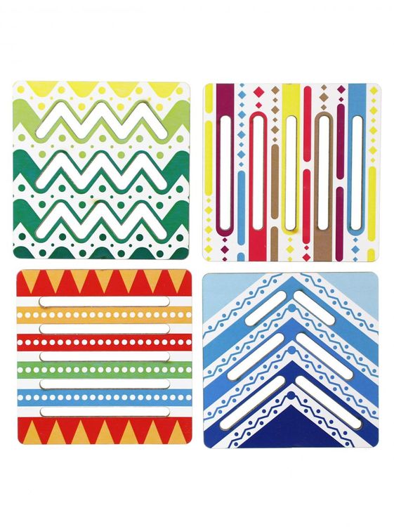 Развивающее пособие из дерева «Линейки-трафареты Веселые узоры» — картинка 4