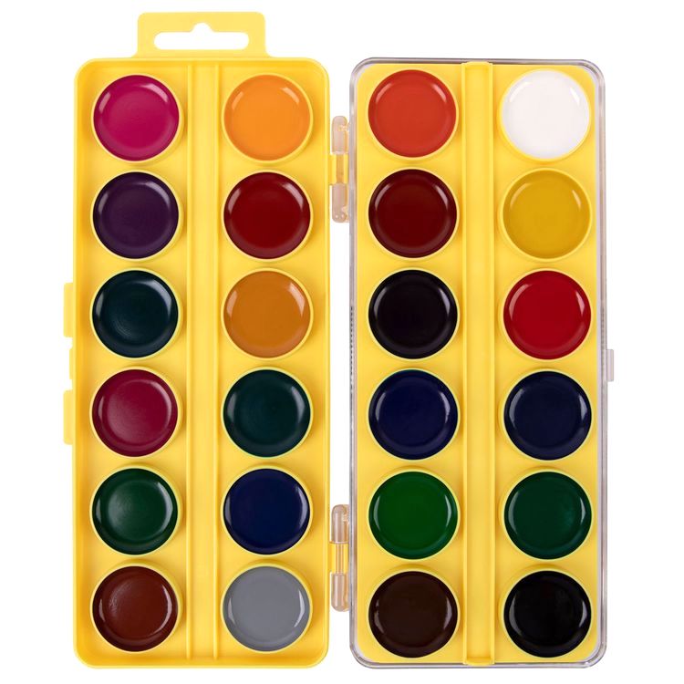 Краска акварель «Играй», медовая, без кисти (классическая двухъярусная), 24 цв., Лео — картинка 4