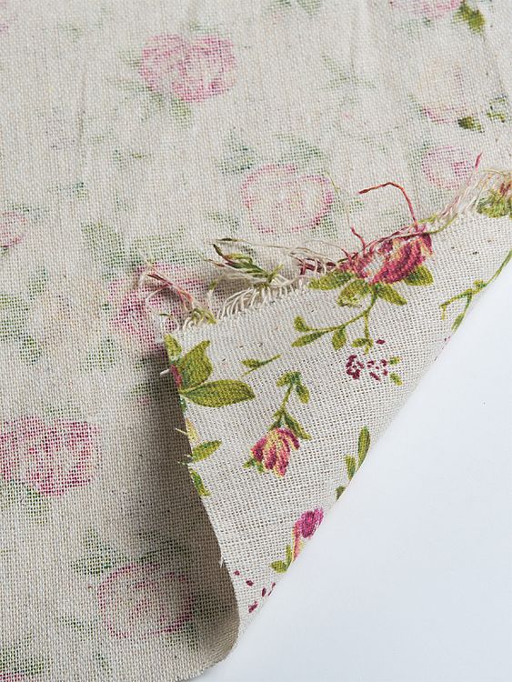 Ткань лен, 140 г/м², 30% лен, 70% хлопок, 3 м, ширина 150 см, цвет: цветочный принт, TBY — картинка 5