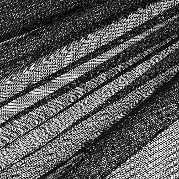 Фатин стрейч крупная сетка, 3 м, ширина 160 см, цвет: черный, TBY — картинка 3