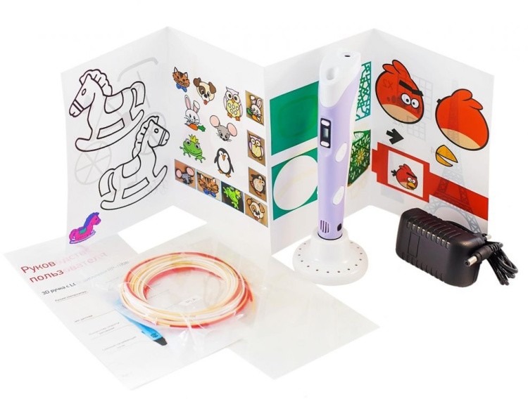 3D ручка SUPER 3D PEN-2 PLUS (трафареты+коврик), сиреневый — картинка 2