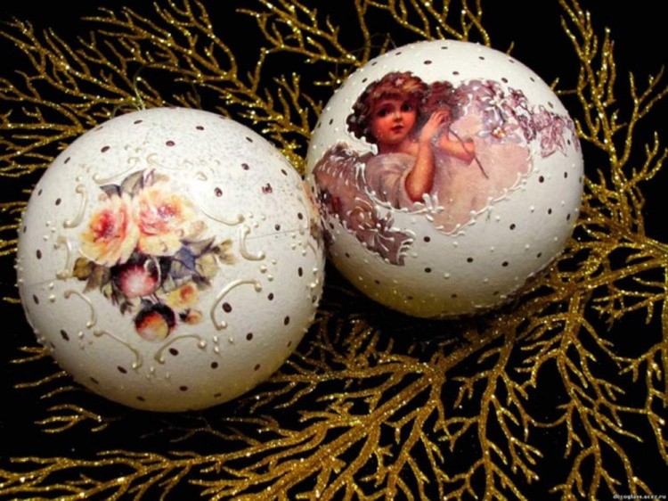 Шар елочный пластиковый белый для декорирования (d 12 см), 1 шт. — картинка 5