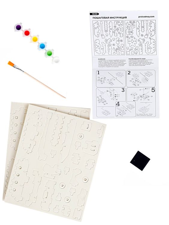 3D пазл-раскраска «Танк» — картинка 2