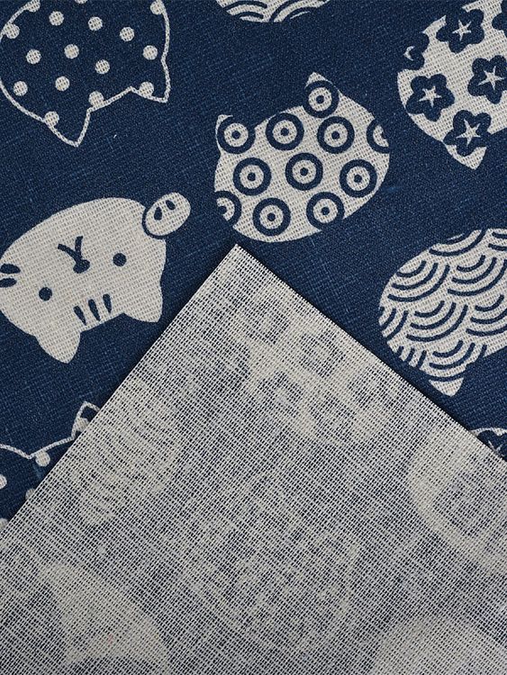 Ткань льняная, 1 м x 150 см, 140 г/м², цвет: синий, принт, TBY — картинка 5