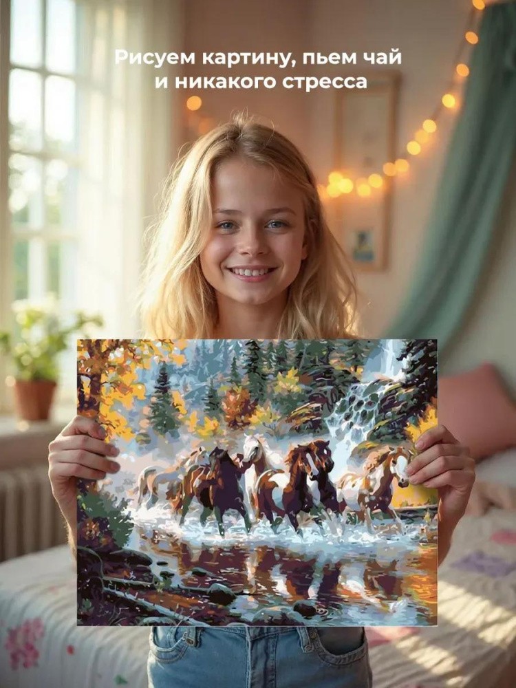 Картина по номерам «Лошади у реки» — картинка 6