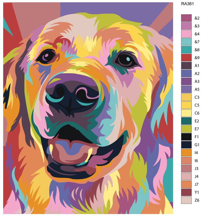Картина по номерам «Разноцветный пес» — картинка 2