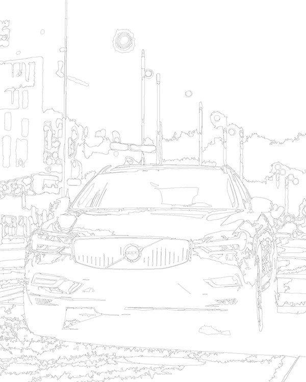 Картина по номерам «Машина Вольво в городе, ночь 40x50» — картинка 3