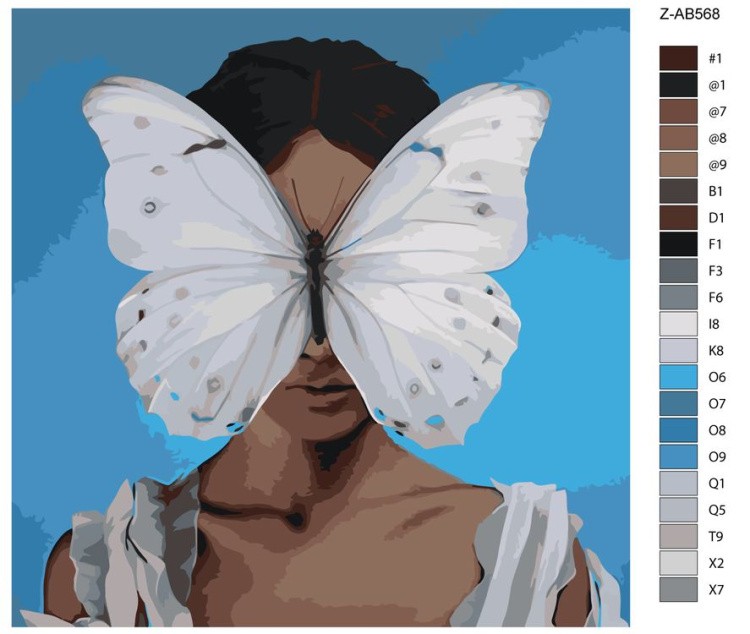 Картина по номерам «Девушка-бабочка» — картинка 2