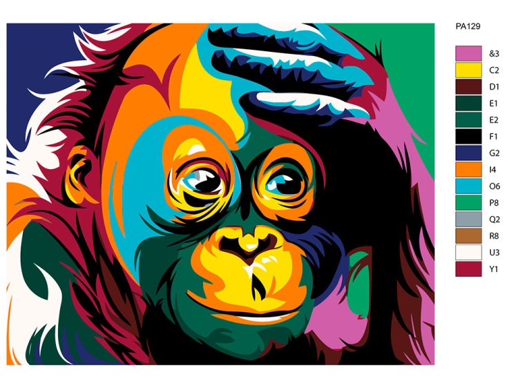 Картина по номерам «Разноцветная шимпанзе» — картинка 2