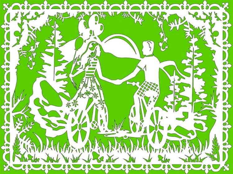 Вытынанка «Прогулка на велосипедах» — картинка 3