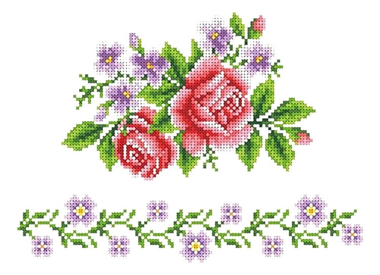 Рисунок на ткани «Букет роз»