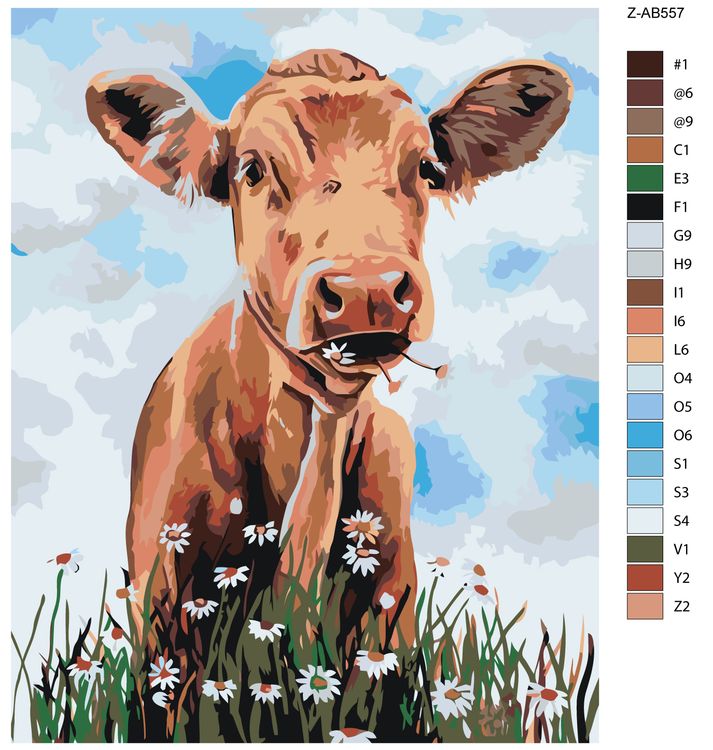 Картина по номерам «Корова на лугу» — картинка 2