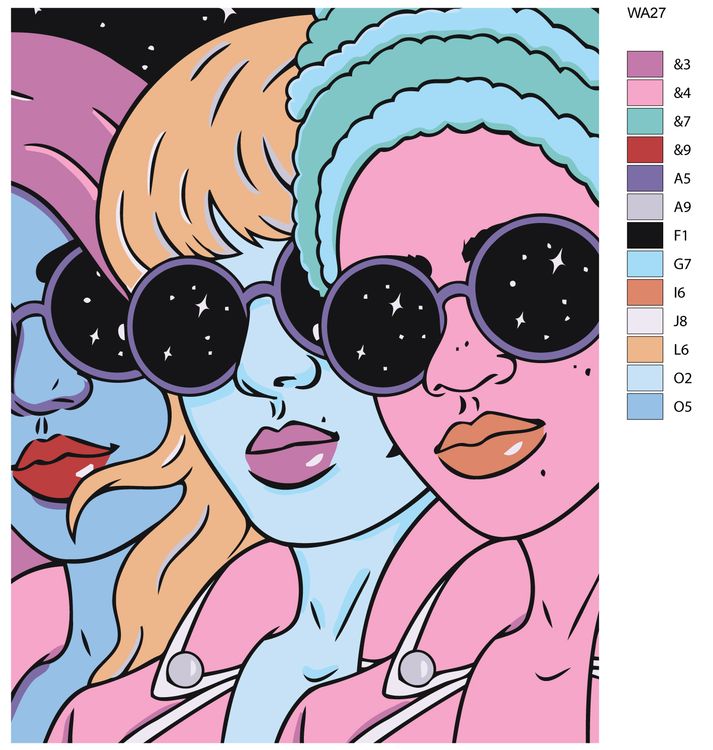 Картина по номерам «Девушки в очках» — картинка 2