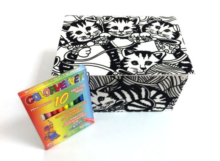 Коробка-раскраска «Котята» + 10 маркеров — картинка 2