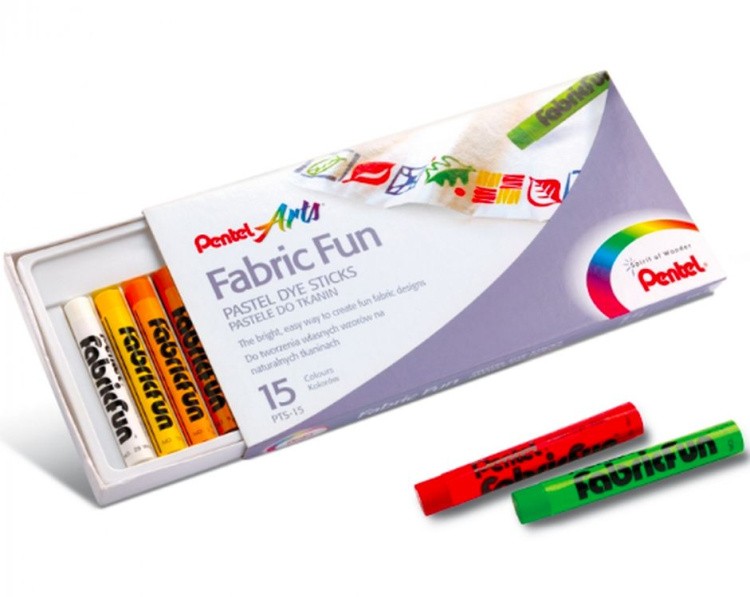 Пастель мелки для ткани Pentel FabricFun Pastels, 15 цв. — картинка 2