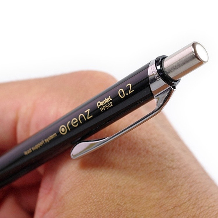 Карандаш Pentel автоматический профессиональный ORENZ 0.2 мм PP502-A черный корпус — картинка 6