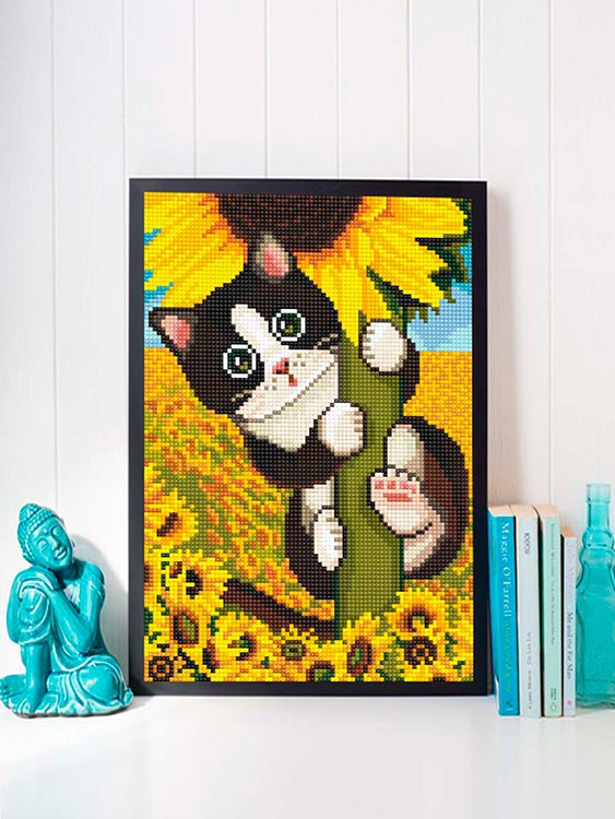 Алмазная вышивка «Котенок на подсолнухе» — картинка 3