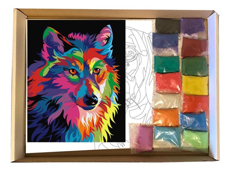 Картина цветным песком «Волк» — картинка 3