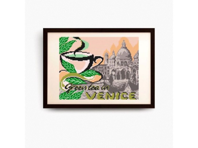 Рисунок на ткани «на зеленый чай в Венецию»