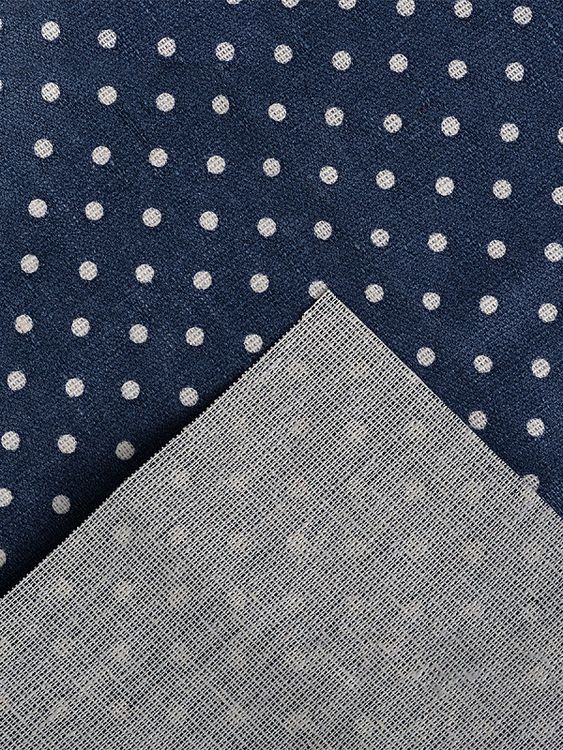 Ткань льняная, 1 м x 150 см, 140 г/м², цвет: синий, белый горошек, TBY — картинка 4